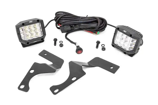 LED Light Kit | Ditch Mount | 3" Chrome Wide Angle Pair - Rough Country - 70793