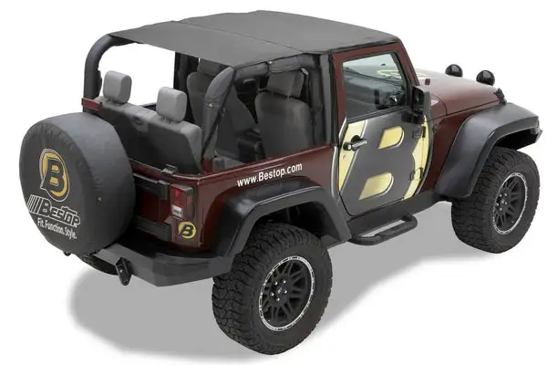 Jeep Bikini Top Header Safari Bikini Tops For Jeep 2010-2018 Wrangler JK 2 Door Black Diamond Fabric Bestop