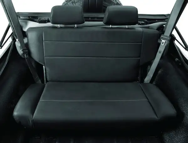 Jeep Rear Bench Seat Trailmax II Fold-N-Tumble Seat For Jeep 1955-1983 CJ5 All Vinyl Black Crush Bestop
