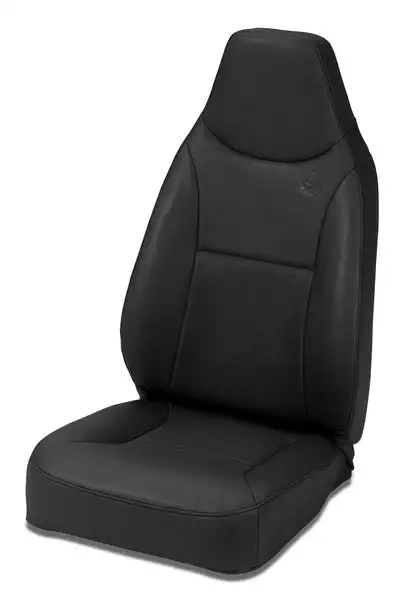 Jeep Bucket Seats Trailmax II Standard Front High Back Fixed Bucket Seat For Jeep 1976-1986 CJ7 All Vinyl Black Denim Bestop